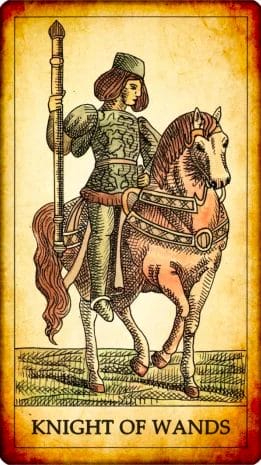 Tarot card knight of wands