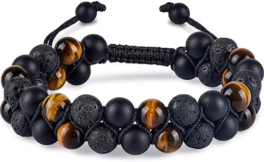 Men's/Women's Triple Protection Bracelet: Tiger Eye & Black Onyx