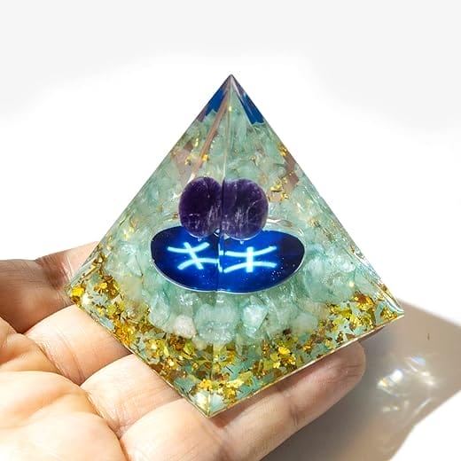 Orgone Pyramid The Zodiac Pyramid Chakra Energy Healing Crystal Pyramid for Health Lucky Success Home Decor Gift (2 inches - Pisces)