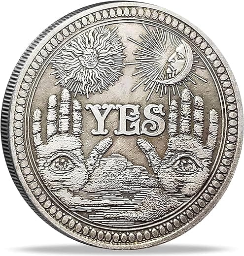 Yes No Challenge Coin Decision Maker Divination Coin(Silver)